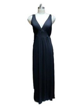 Loveappella Black V-Neck Sleeveless Jersey Maxi Dress - LNC